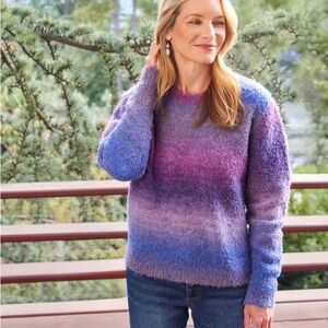 Karen Kane Ombré Boucle Purple Plum Wool Blend Sweater New Size XL